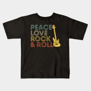 Peace Love Rock and Roll Vintage 70s Retro Music Kids T-Shirt